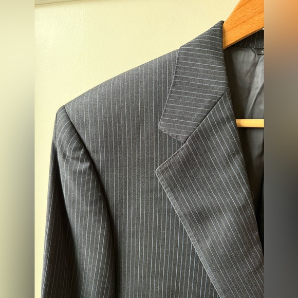 CANALI Blazer Sport Coat Super 120s Wool Pin Striped Two Button Luxury Italy 44L